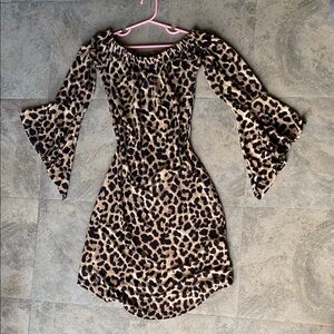 Leopard Print Bell Sleeve Dress